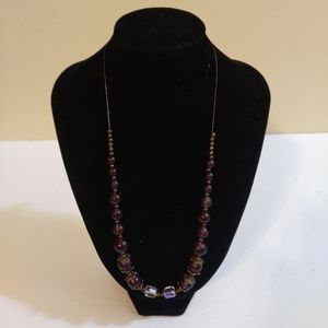 NEW Artisan Women's Wine Colored  &  Clear Crystal 22" Necklace  Antique…